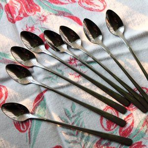 8 Norpro Iced Tea Spoons Stainless Steel 8.25" Long Kitchen Flatware Utensils